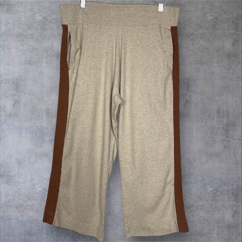 Pact Organic Cotton 2 Piece Lounge Set Womens L Oatmeal Beige Cowl Neck Wide Leg - Picture 6 of 9